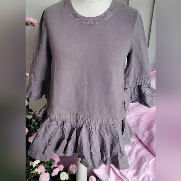 COS Sweaters - Cos Grey Short Sleeved Shirt Jumper top size S 8/10 uk